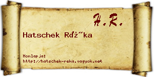 Hatschek Réka névjegykártya